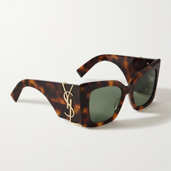 SAINT LAURENT BLAZE OVERSIZED CAT-EYE TORTOSIESHELL ACETATE SUNGLASSES NIB - Picture 1 of 9